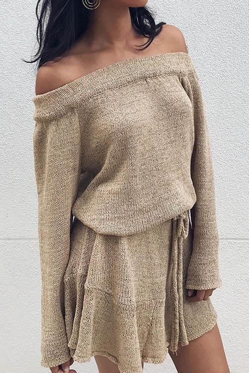 Sexy One-shoulder Sweater Dress(4 Colours)