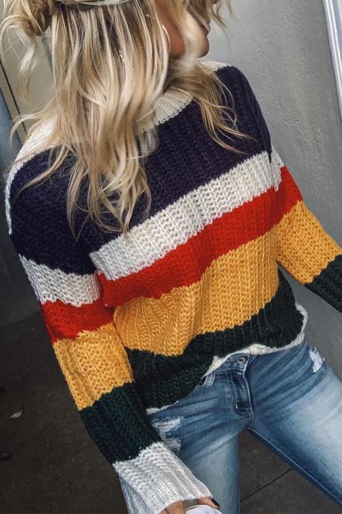 Cool Girl Multicolor Patchwork Sweaters