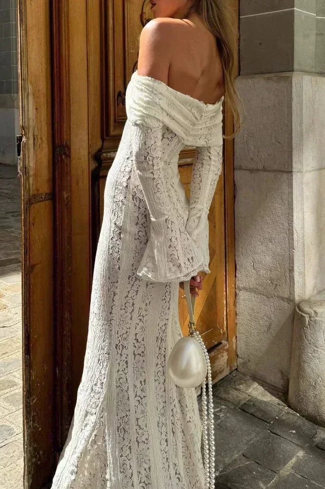 Lace Off Shoulder Maxi Dress 16