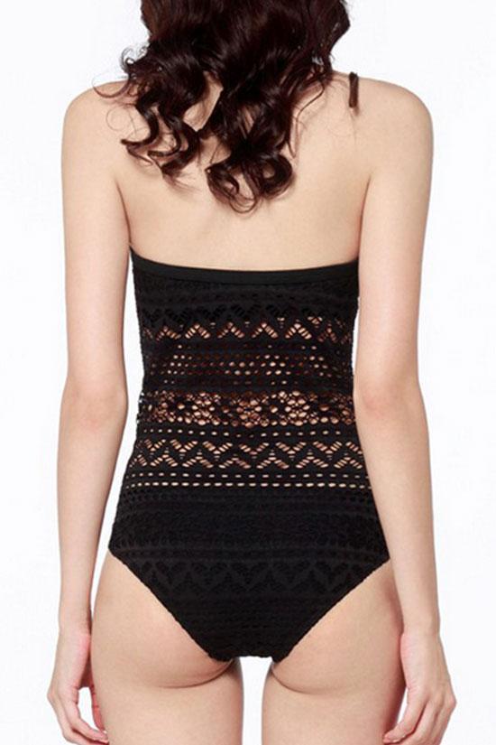 Hollow Out Lace Crochet One Piece Swimsuit