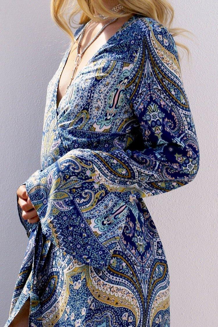 Blue Bohemian Printed Maxi Dress