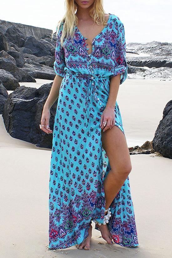 Boho Style Printed Maxi Dress