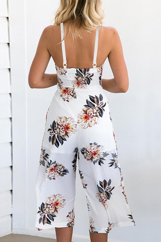 Cropped Jumpsuit in Floral Printed