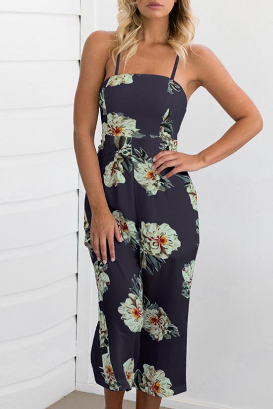 Cropped Jumpsuit in Floral Printed