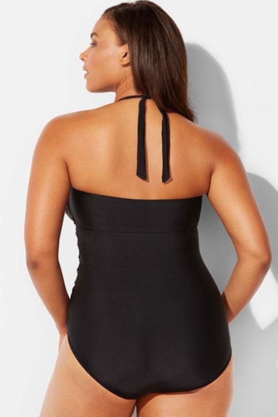Plus Size Crisscross Strappy Ruched One Piece Swimsuit