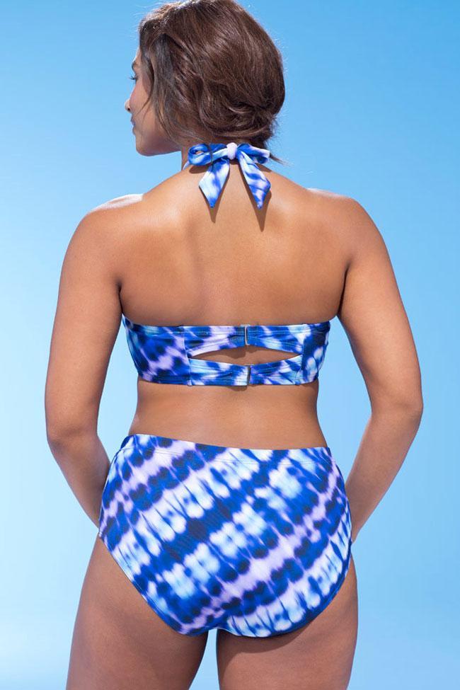 Plus Size Bowknot Halter Bikini Swimsuit - Two Piece Set