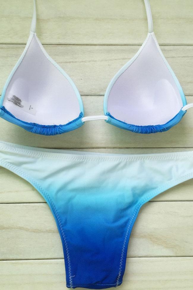Gradient Color Slide Triangle Bikini - Two Piece Swimsuit