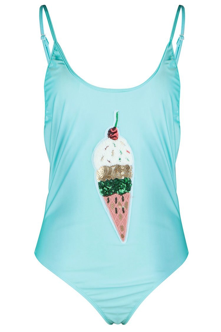 Sweet Sequins Ice Cream Low Back One Piece Swimsuit