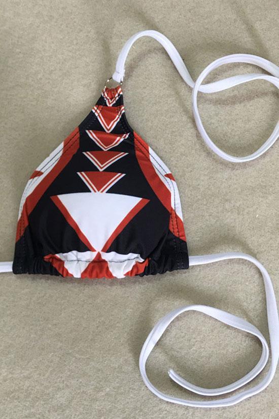 Boho Geometric Printed Slide Triangle Bikini - Two Piece Swimsuit