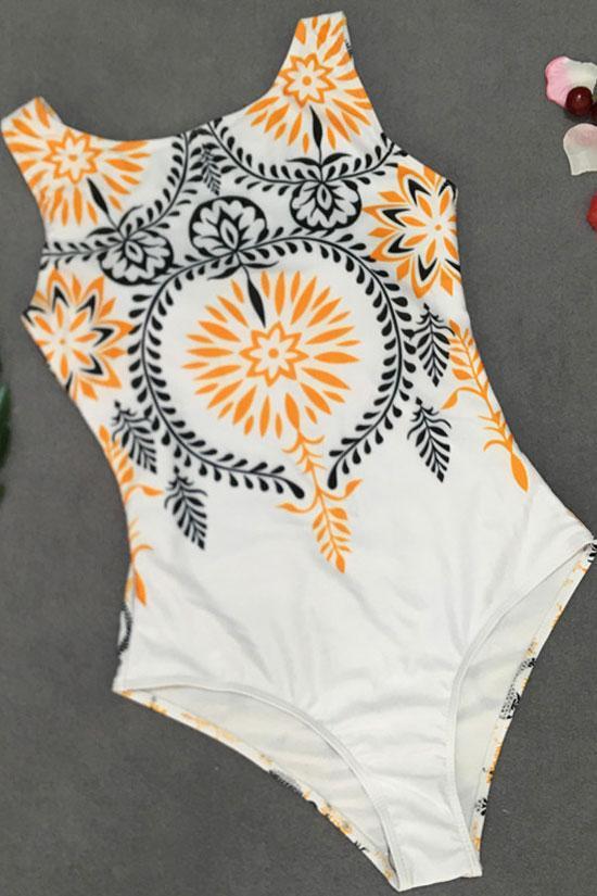 Bohemian Style High Neck One Piece Swimsuit