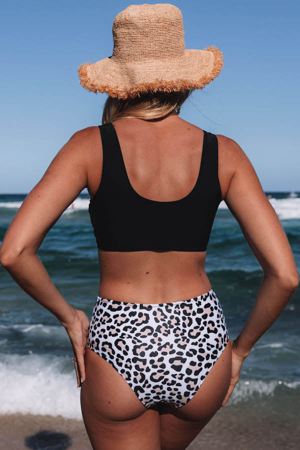 Knot Front Leopard Print Bikini Set