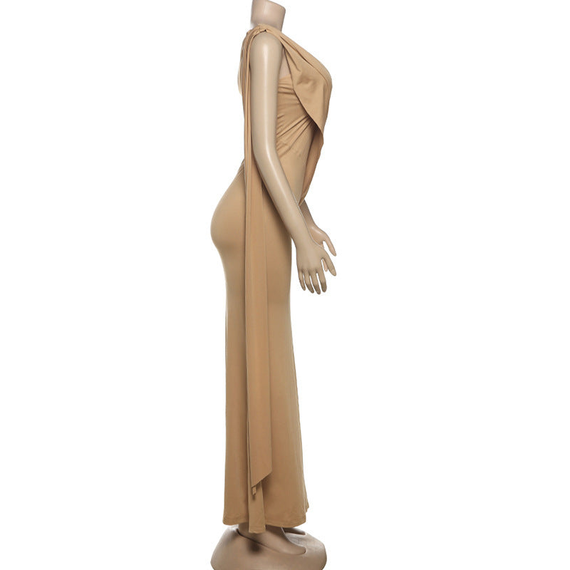 Asymmetrical Corset Sweetheart Drape Sash Column Maxi Gown 11