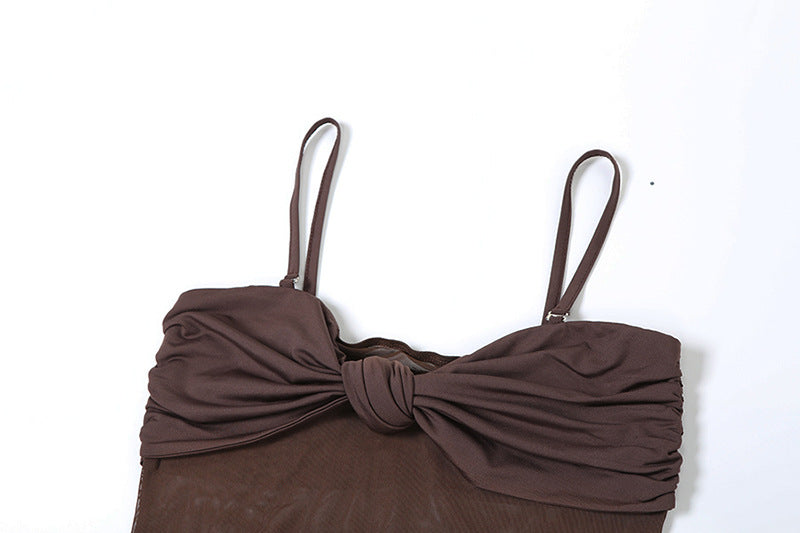 Halter Deep V Ruched Bodice Center Panel Drape Maxi Gown 13