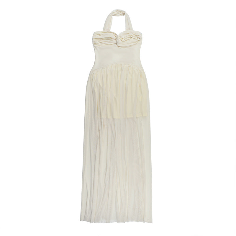 Halter Deep V Ruched Column Maxi Dress 14