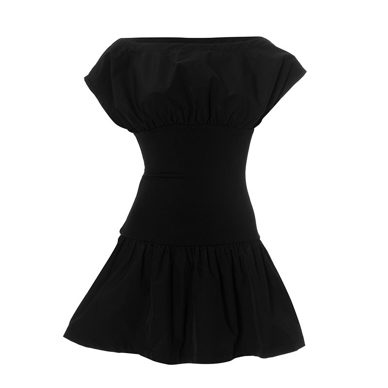 Boat Neck Cap Sleeve Fit and Flare Pleated Skater Mini Dress 14