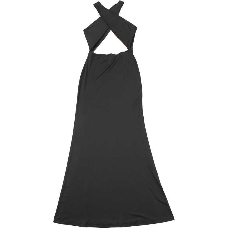 Halter Neck Cutout Waist Ruched Satin Column Maxi Dress 15