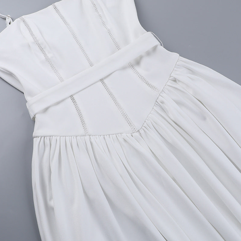 Square Neck Corset Basque Waist Pleated Midi Dress 15