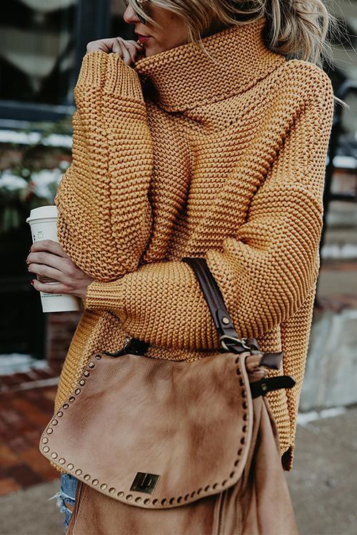 Solid Color Commuter Turtleneck Sweater Female