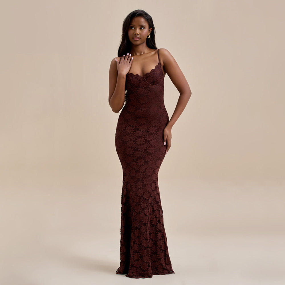 Sweetheart Spaghetti Strap Ruched Satin Column Maxi Dress