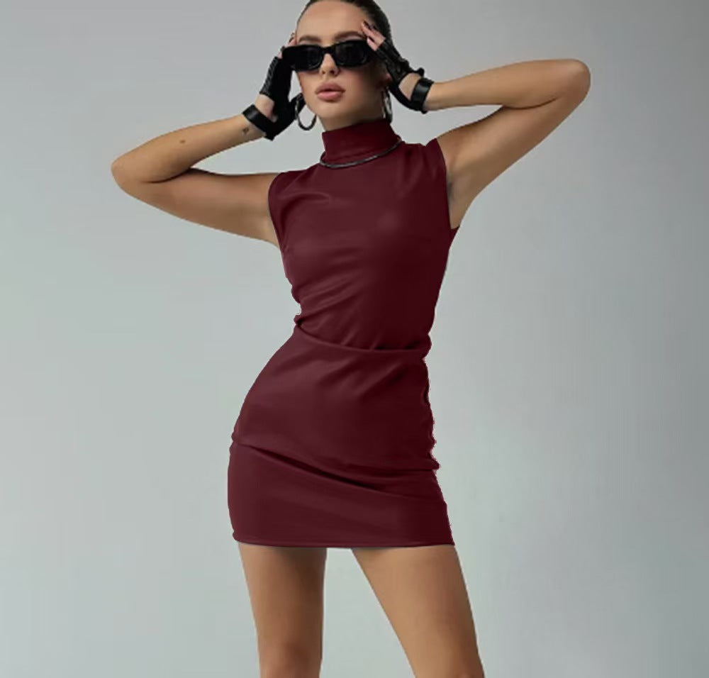 Mock Neck Ruched Cutout Bodycon Mini Dress 2