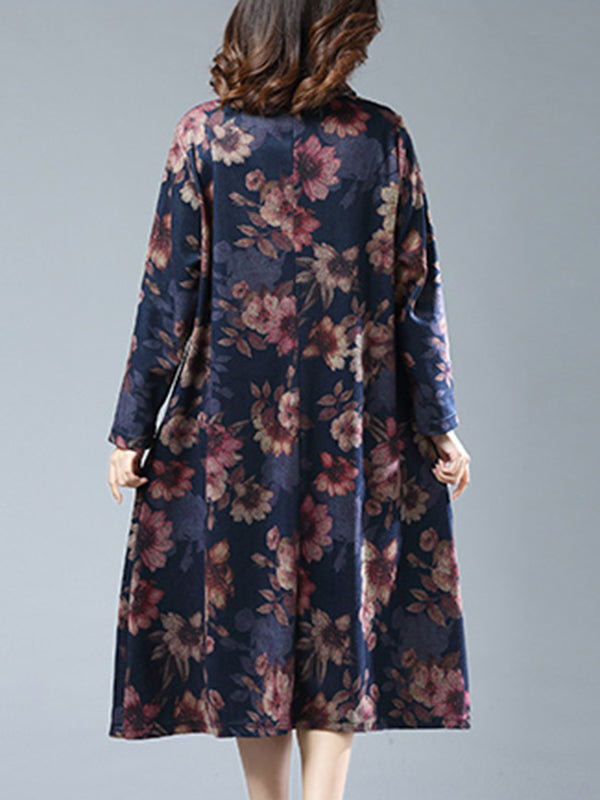 Square Neck Puff Sleeve Floral Print Fit and Flare Midi Dress 2
