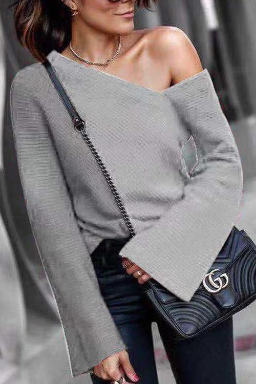 Sexy One-shoulder long sleeve Sweater