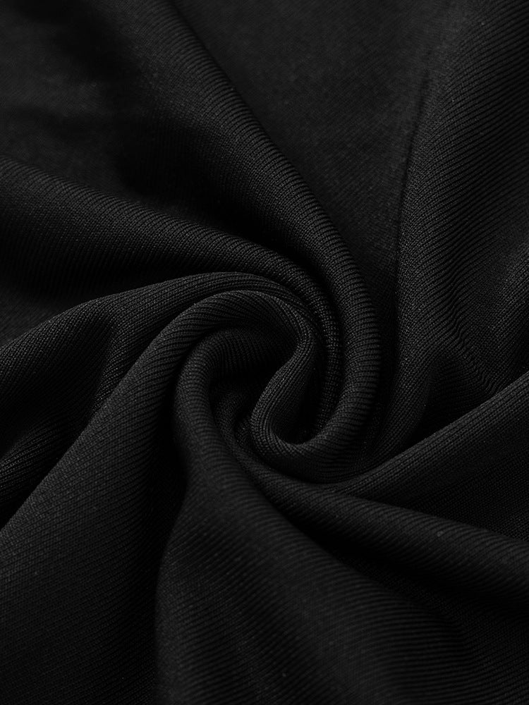 Plunging Halter Cowl Lace Side Panel Mermaid Maxi Gown 20