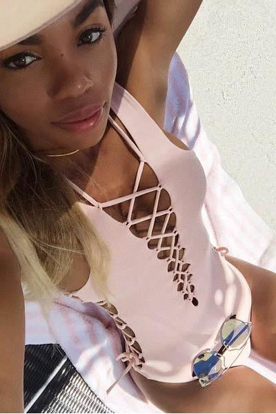 White Lace Up Strappy Crisscross Sexy One Piece Swimsuit