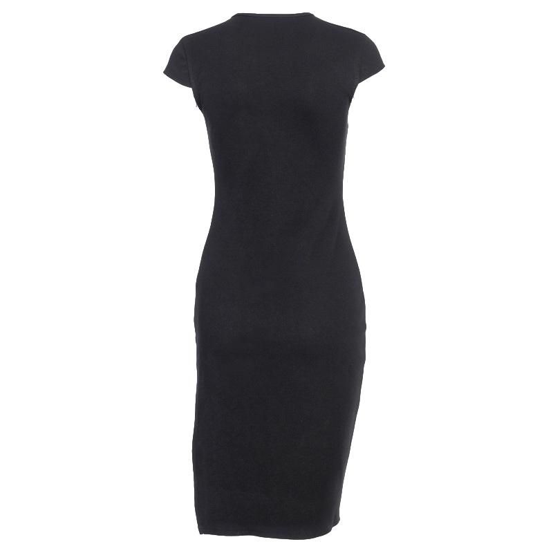 Rib Knit Crew Neck Sleeveless High Slit Bodycon Midi Dress 14