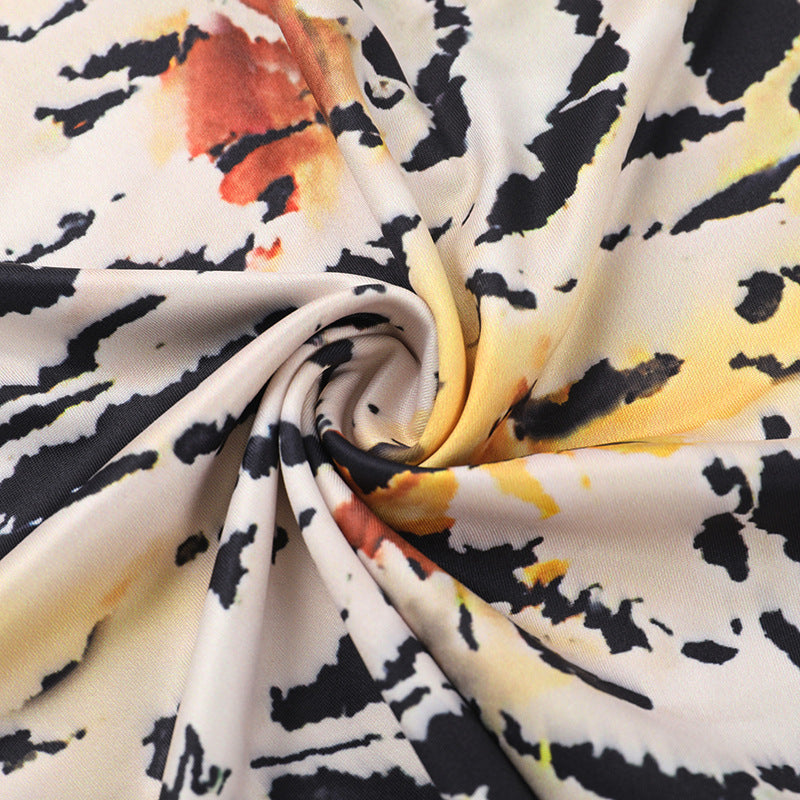 Sweetheart Keyhole Spaghetti Strap Abstract Brushstroke Mini Dress 21