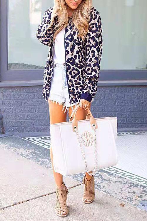 Fashion Gradient Leopard Coat