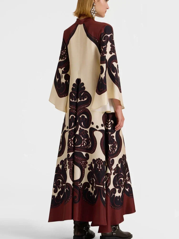 Botanical Print Spaghetti Strap Satin Slip Midi Dress 2