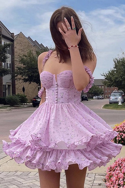 Ruffled Floral Print Mini Dress 2