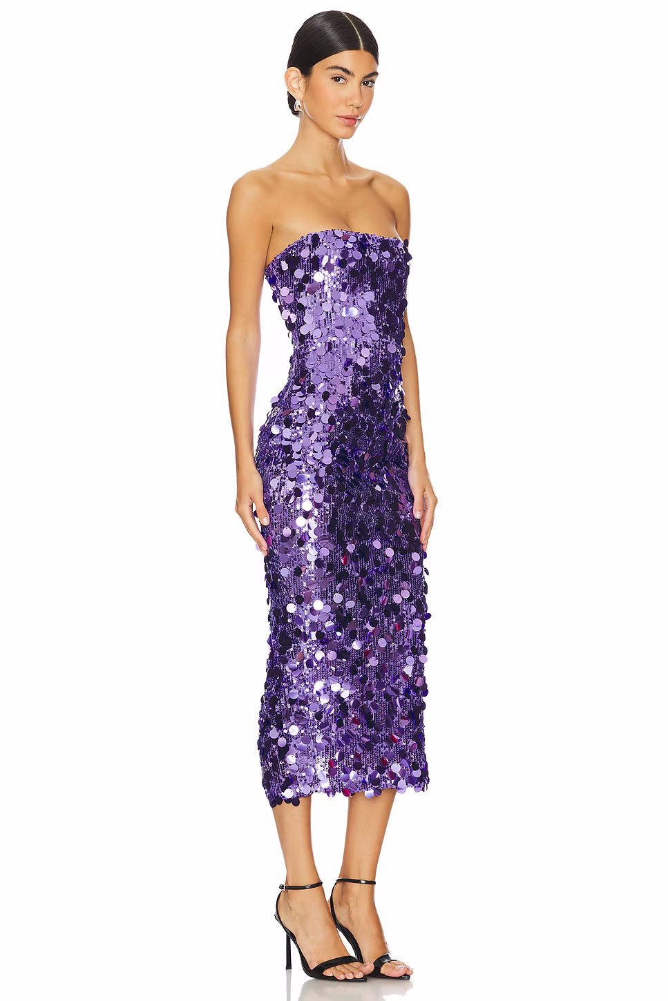 Strapless Paillette Sequin Bodycon Midi Dress 2