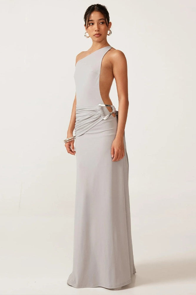 Backless Metal Detail Bodycon Maxi Dress 8