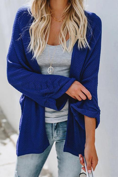 Fashion Solid Color Knit Cardigan Sweater