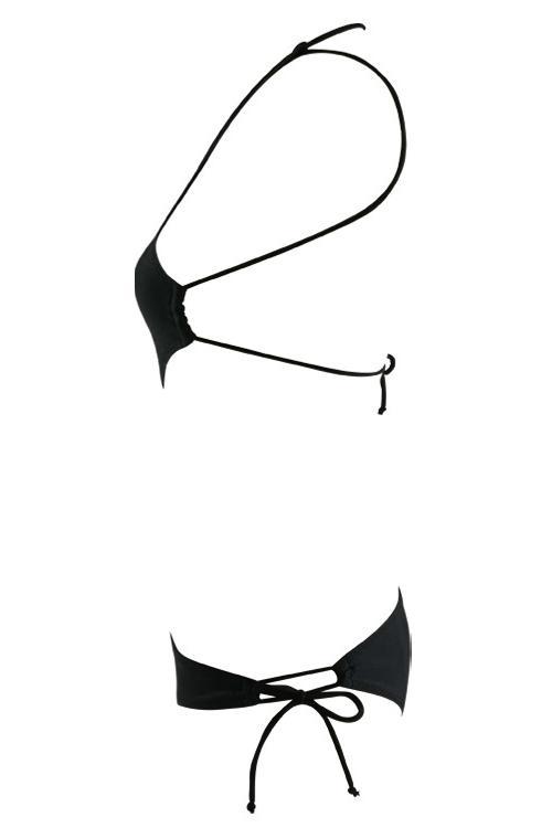 Black Halter Scoop Neck Strappy Cutout Tied Backless Sexy One Piece Monokini