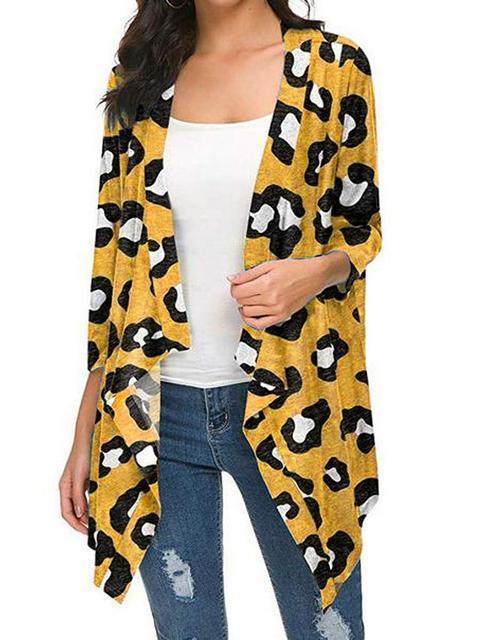 3/4 Sleeve Leopard Print Cardigan