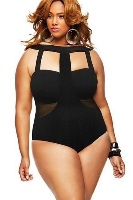 Plus Size Hollow Out Halter One Piece Swimsuit