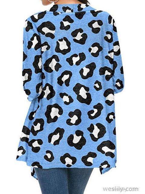 3/4 Sleeve Leopard Print Cardigan