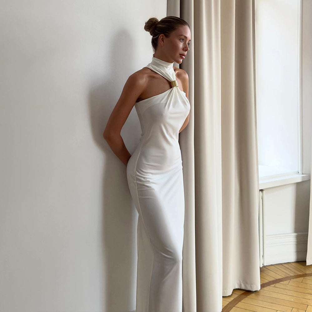 Sweetheart Spaghetti Strap Ruched Satin Column Maxi Dress 3