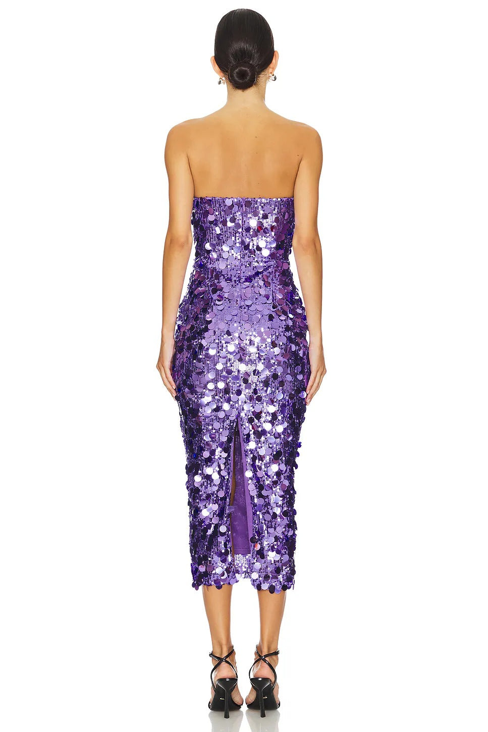 Strapless Paillette Sequin Bodycon Midi Dress 3