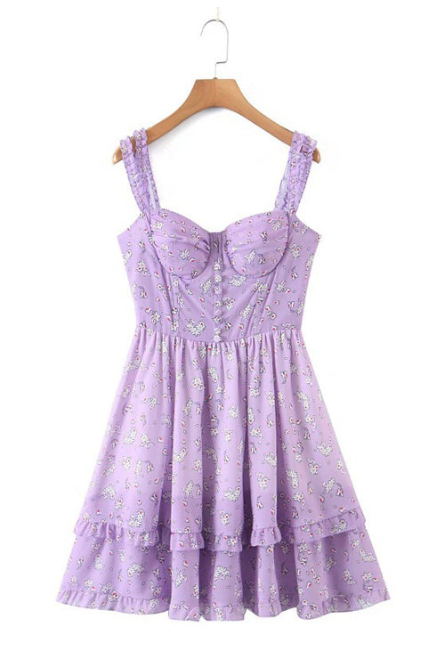 Ruffled Floral Print Mini Dress 7
