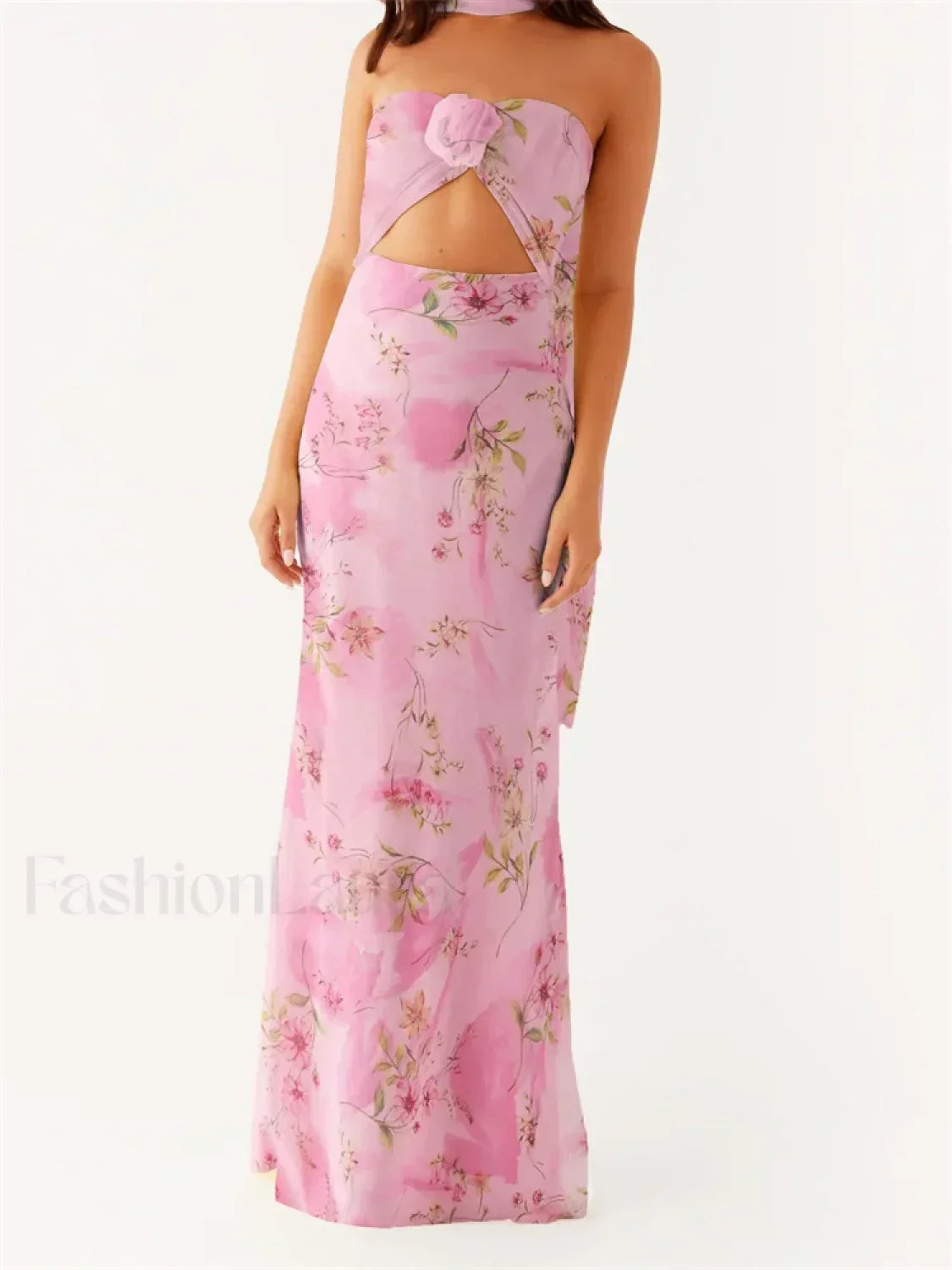 3D Flower Patchwork Tube Maxi Dress 12