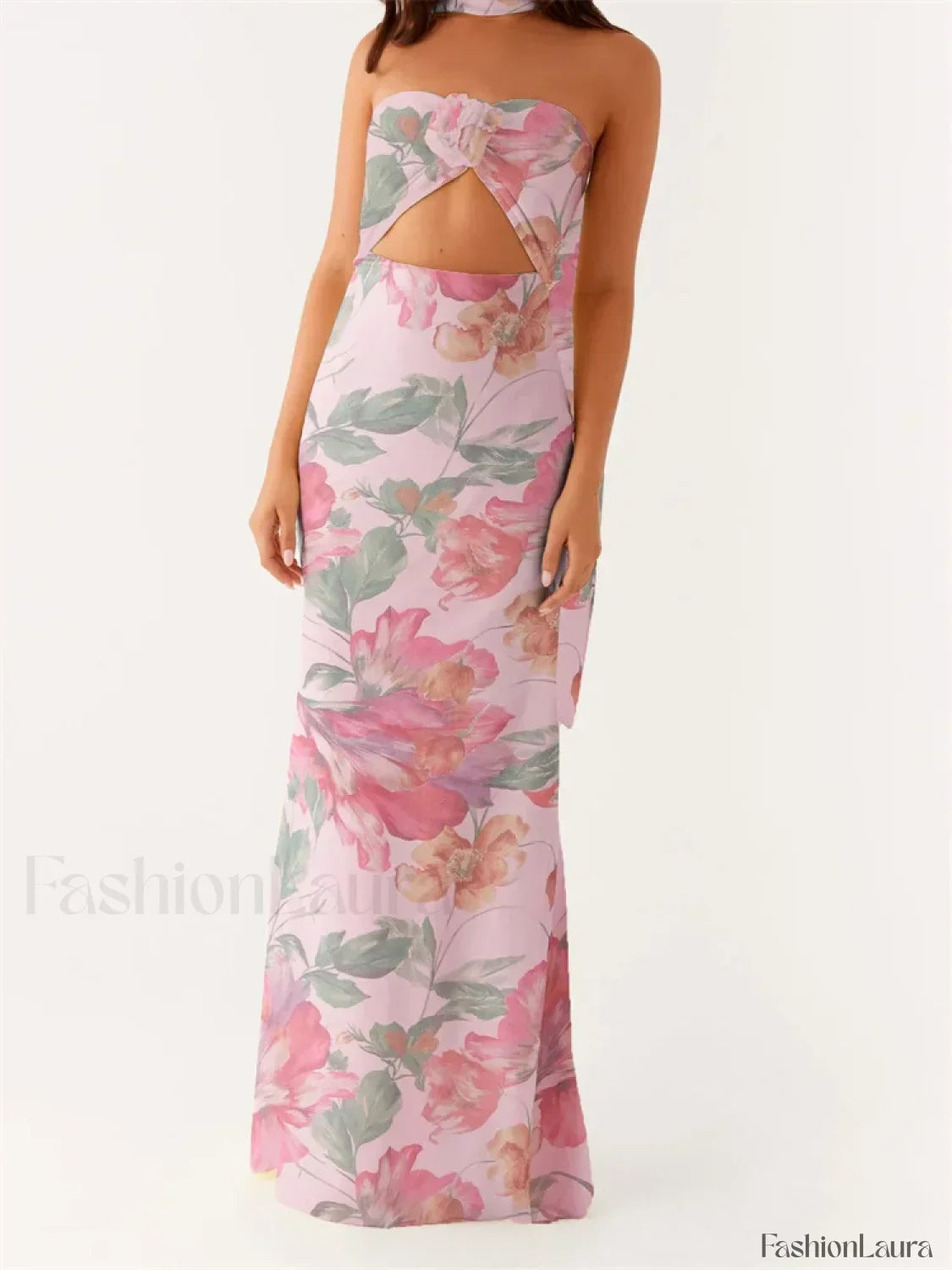 3D Flower Patchwork Tube Maxi Dress 18