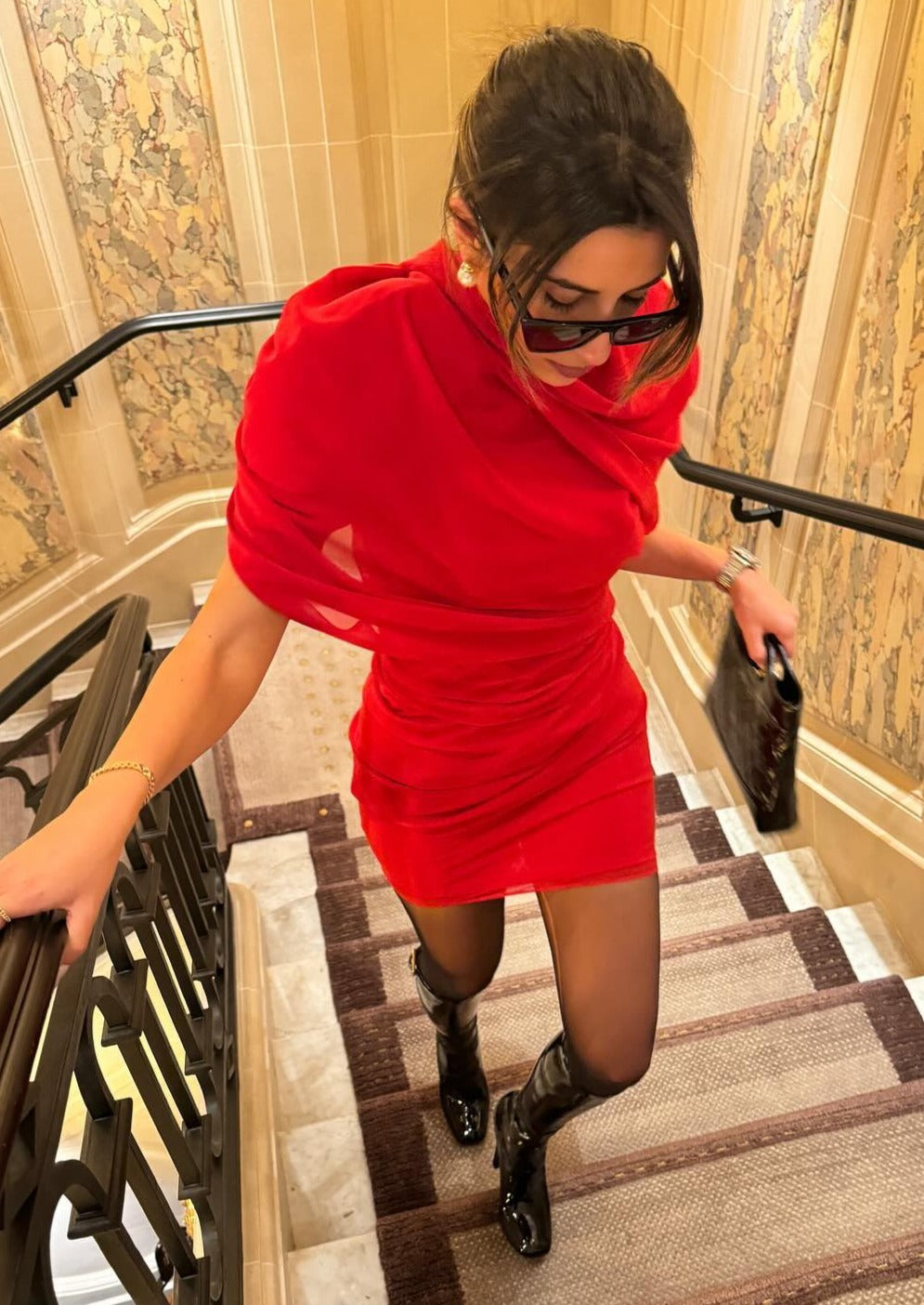 Asymmetric Pleated Mini Dress 9