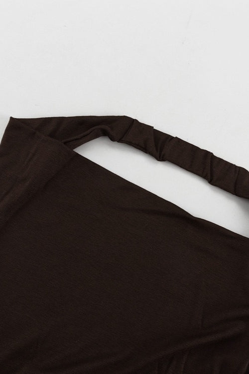 Brown Halter Backless Maxi Dress 4