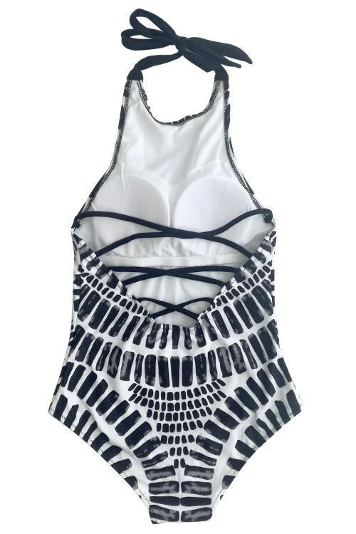 Tribal High Neck One piece Swimsuit