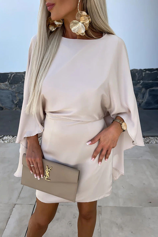 Boat Neck Cape Sleeve Bodycon Mini Dress 4