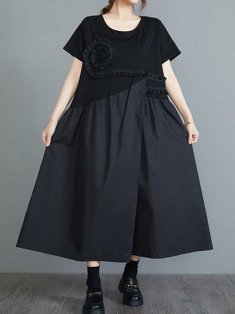 Square Neck Lace Trim Tiered Ruffle Midi Dress